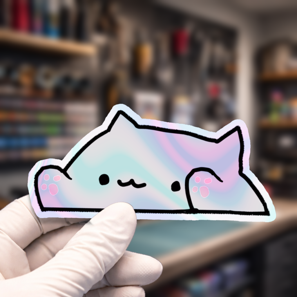 Stiker Hologram Gaming Bongo Cat | Bongo Cat Slapping