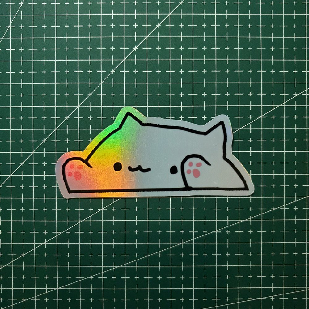 Stiker Hologram Gaming Bongo Cat | Bongo Cat Slapping - Gambar 2