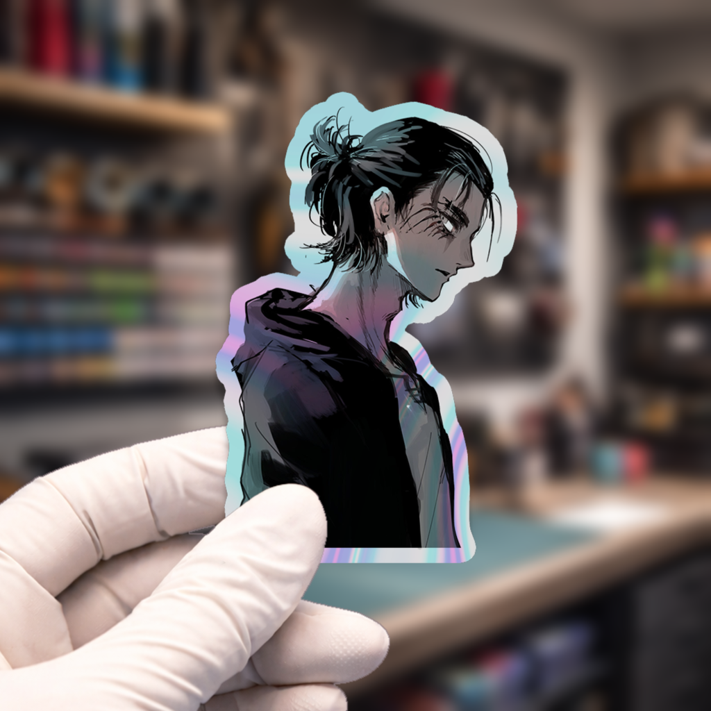 Stiker Hologram Anime Attack on Titan | Eren Yeager Side-Eye