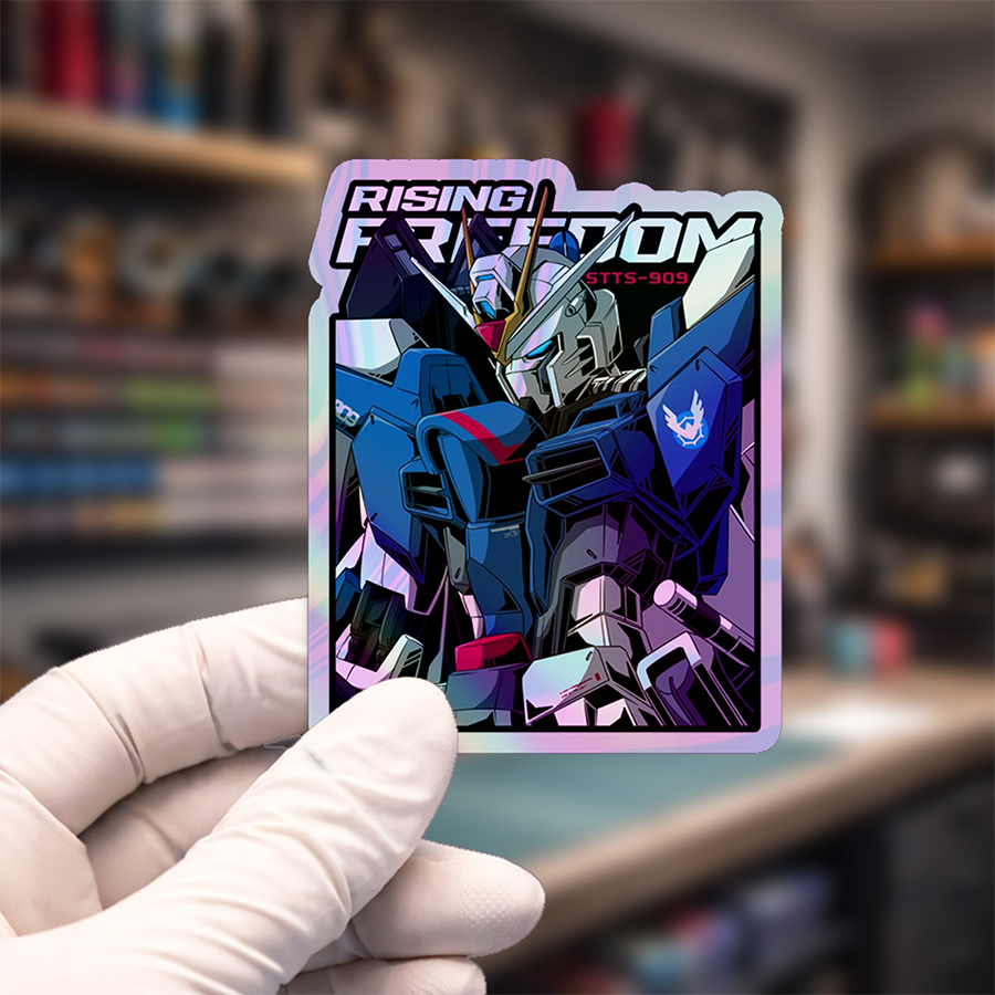 Stiker Hologram Anime Gundam | Gundam Rising Freedom