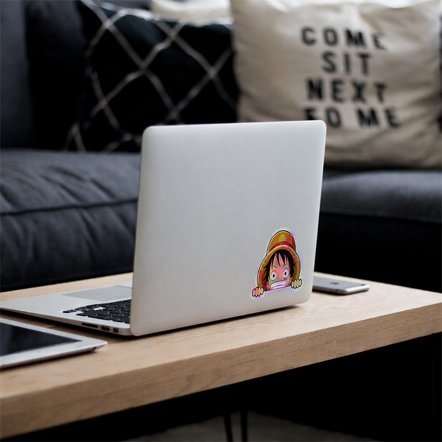 Stiker Hologram Anime One Piece | Luffy Peeking - Gambar 3