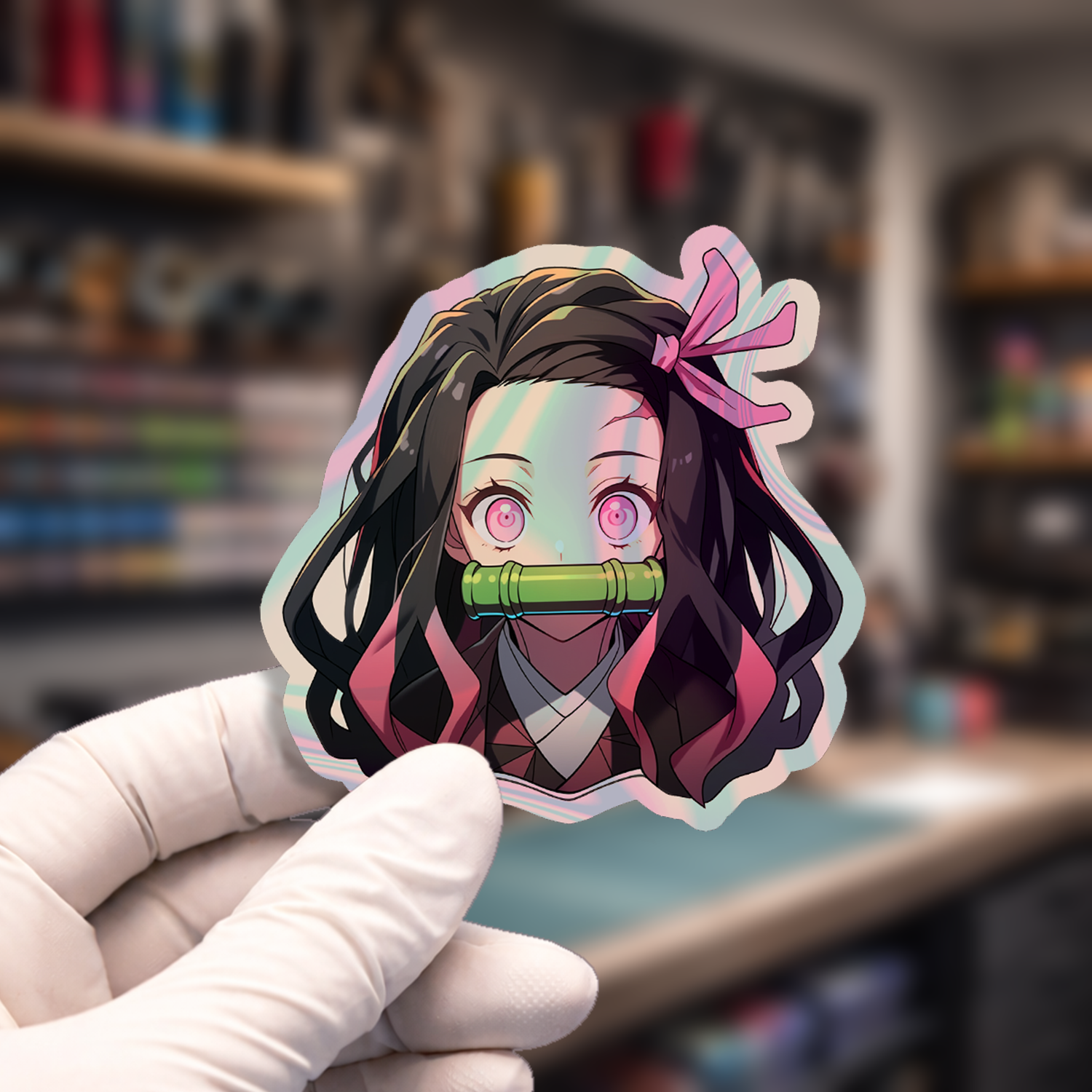 Stiker Hologram Anime Demon Slayer | Nezuko Kamado