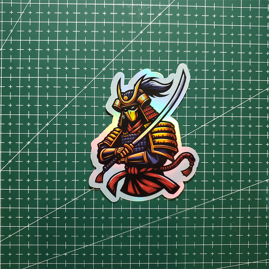 Stiker Hologram Japan | Gold and Red Samurai - Gambar 2